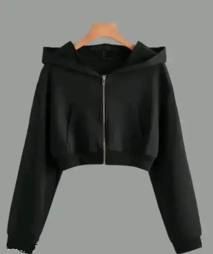 VELOMI Women’s Full Sleeve Solid Black Hooded Sweatshirt – Casual & Comfortable