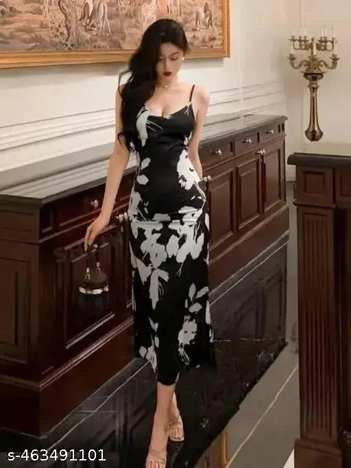A black lycra fabric western party wear bodycon dress is an iconic choice that combines elegance with a contemporary, figure-hugging style / Occasions for Styling a Bodycon Western Dress / Western Dresses