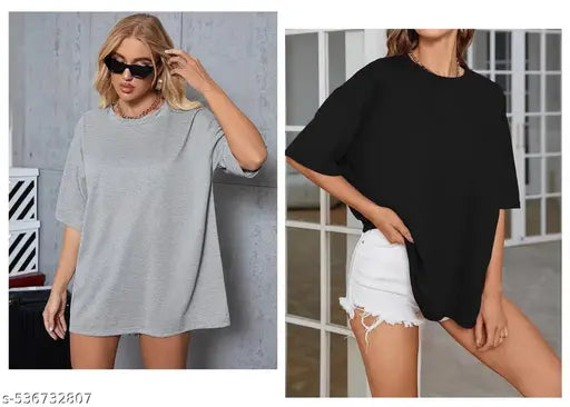 trendy women black and grey oversize tshirt /loose fit