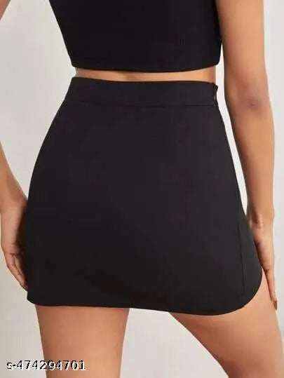 Mini Printed Black Sexy Treandy Skirts For Woman
