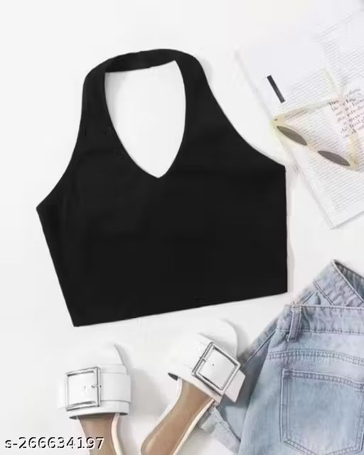 RAKUNO Ribbed halter top