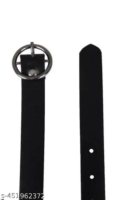 SHOPGLOBAL Women Black Ring Belt In Artificial Leather