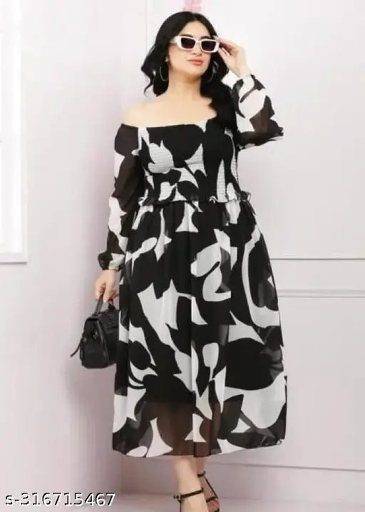 Women Printed Long Dress | Women Gown | Women Fit And Flare Dress | Women Latest Stylish Trending Fashionable Dress| Women Multicolor Dress