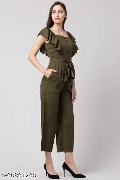 VELOMI Army Green Flared Jumpsuit – Effortless Style, Everyday Confidence
