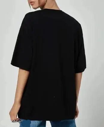 VELOMI Oversized Women’s Printed T-Shirt – No Vibes Only Stylish Graphic Tee