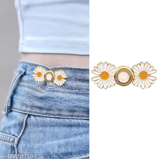 Instant Jeans Button Pins Waist Tightener Set, Make The Waist Fit for Skirt Pants Robe, No Sewing Required Adjustable Waist Buckle for Loose Jeans Pants