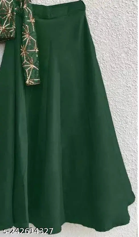 VELOMI Designer Green Taffeta Silk Anarkali Lehenga – Semi-Stitched Elegance
