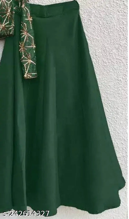 VELOMI Designer Green Taffeta Silk Anarkali Lehenga – Semi-Stitched Elegance