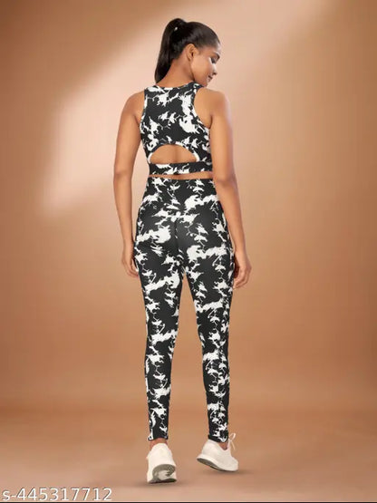 Women's Printed Top & Bottom Set Gym Wear | Track suit | Athletic Tracksuit