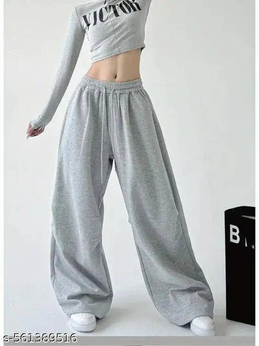 Women Striped Grey Track Pants