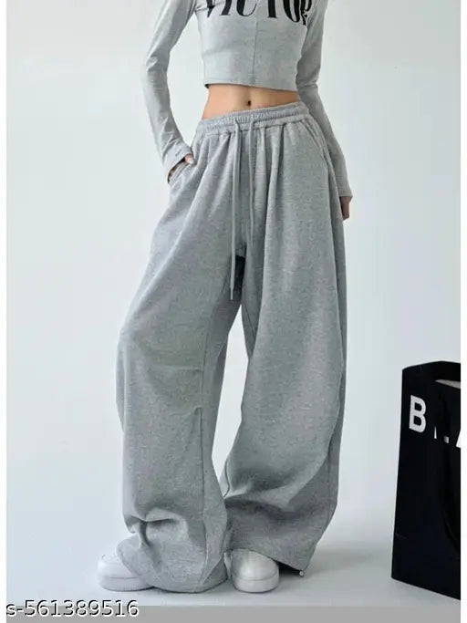 Women Striped Grey Track Pants