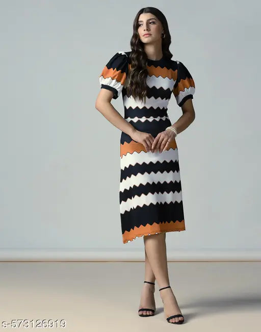 Selvia Women’s Multicolor A-Line Dress – Stretch Lycra Casual & Party Wear