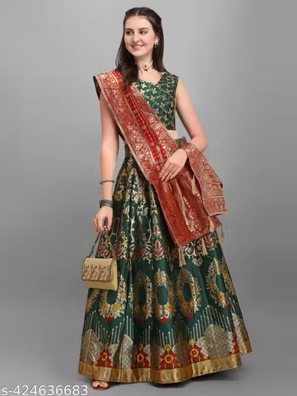 VELOMI Beautiful Art Silk Jacquard Lehenga Set – Festive & Traditional Wear