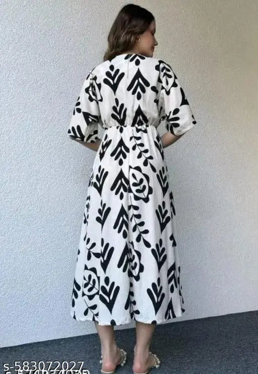Amodinee Women’s Block Printed Dress – Elegant Ethnic Wear for Women & Girls