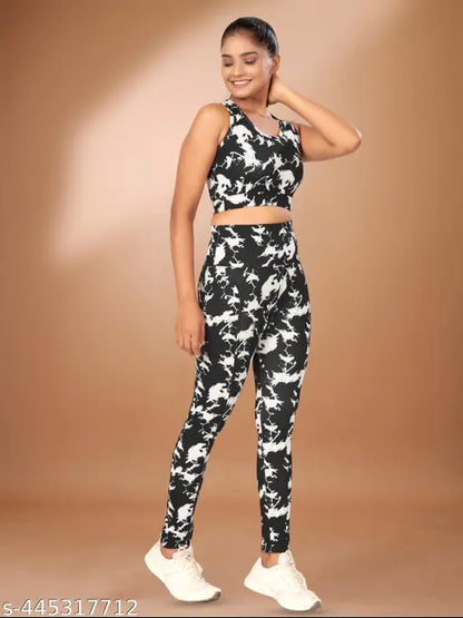 Women's Printed Top & Bottom Set Gym Wear | Track suit | Athletic Tracksuit