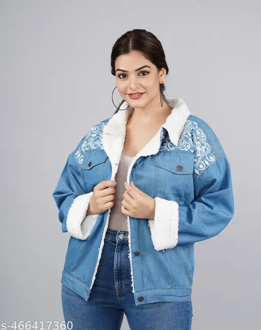 VELOMI Women’s Casual Embroidered Denim Jacket – Modern Wardrobe Essential