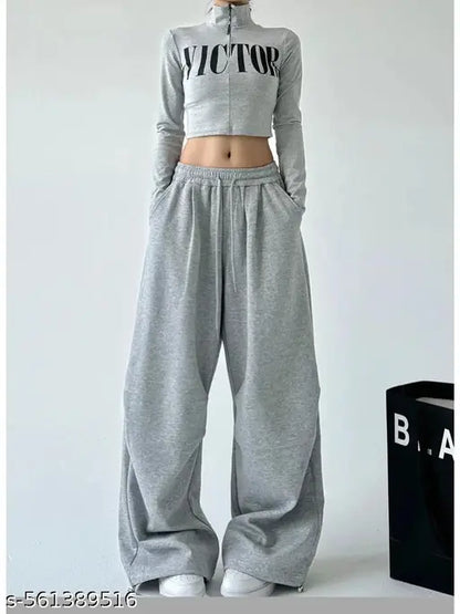 Women Striped Grey Track Pants
