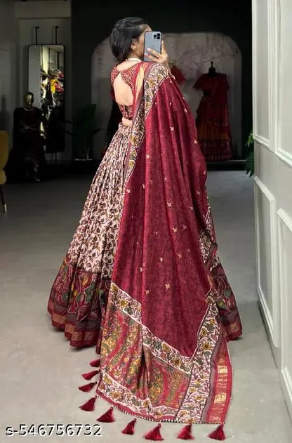 VELOMI Premium Tussar Silk Lehenga Choli – Regal Ethnic Ensemble