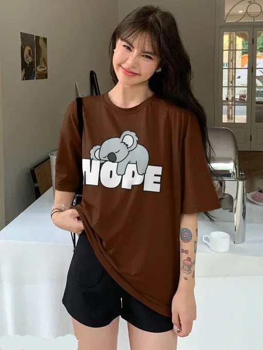 Pretty Fashionable Women Printed Oversized Half Sleeve Off Shoulder Casual And Party Wear Comfortable With Jeans  And Trousers
