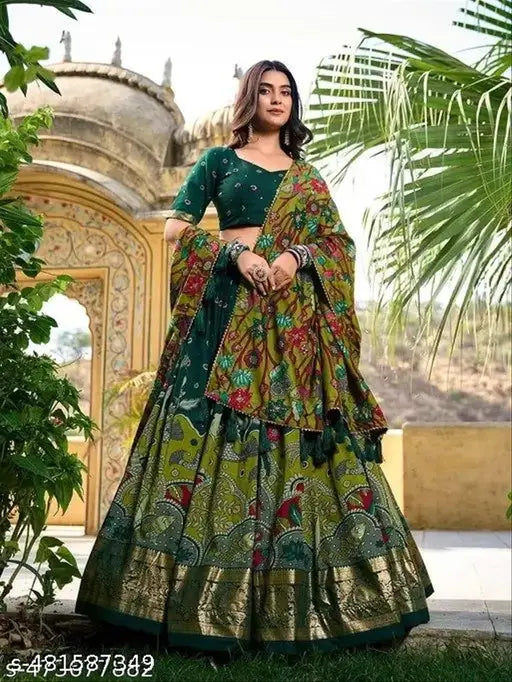 VELOMI Festive Patola Print Dolla Silk Lehenga Choli – With Dupatta & Blouse Piece