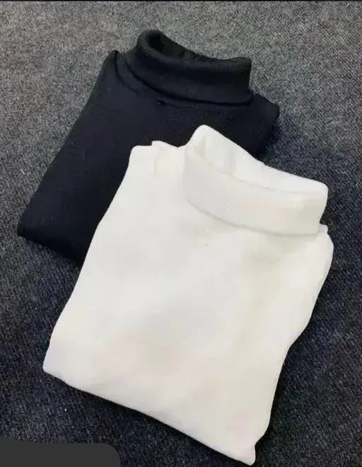 Women’s High Neck Sweater Combo – Black & White Full-Sleeve Pullover Turtleneck Tops