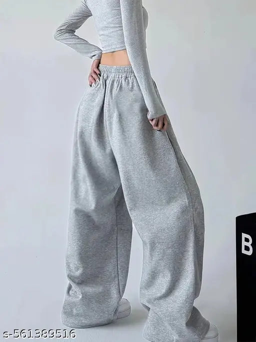 Women Striped Grey Track Pants