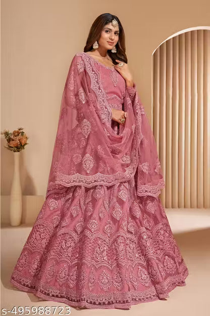 KV FASHION Women's Net Embroidered Semi-Stitched Gown