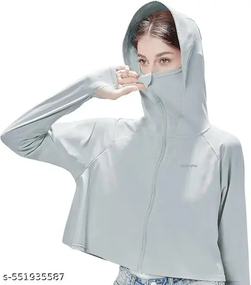 VELOMI Women’s Dark Grey UV Protection Jacket – Lightweight Summer Hoodie with Visor