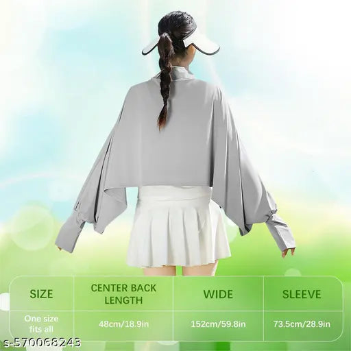 UPF 50 Plus Sun Protection Shawl Jacket for Women Summer Sunscreen Stylish Coat for Biking Driving and Hiking Grey