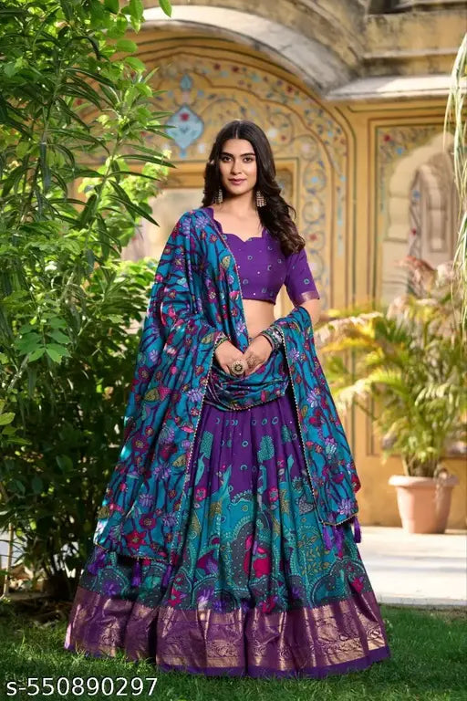 VELOMI Dolphin Design Semi-Stitched Navratri Lehenga – Festive Elegance