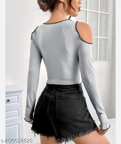 Letest Spider-PrintedOpen Shoulder Crop Top For Girls and Women