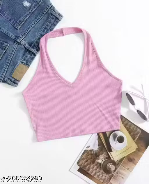 RAKUNO Ribbed halter top