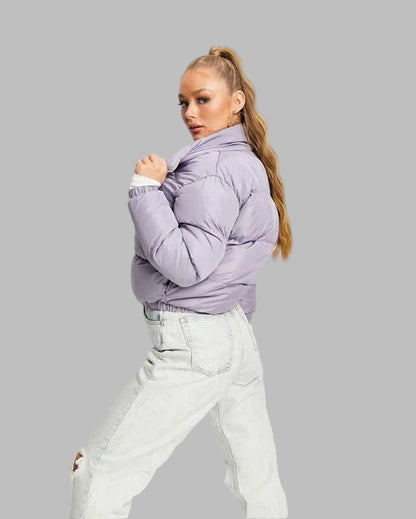 VELOMI Stylish Crop Puffer Jacket – Warm & Trendy Winter Wear for Women