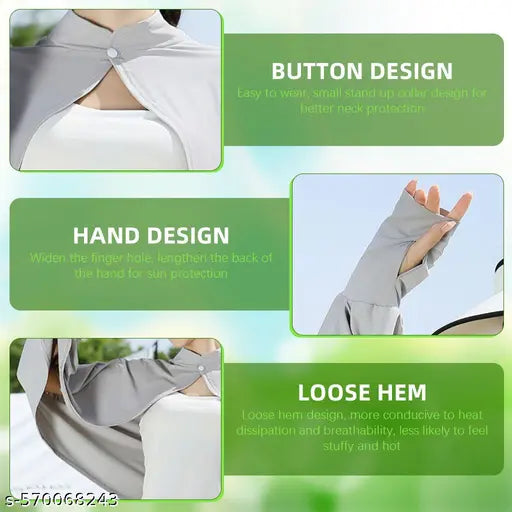 UPF 50 Plus Sun Protection Shawl Jacket for Women Summer Sunscreen Stylish Coat for Biking Driving and Hiking Grey