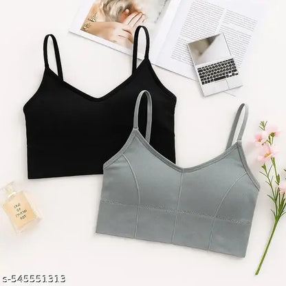 VELOMI Pack of 2 Cotton Seamless Bras – Comfortable, Lightly Padded for Daily Wear & Fitness