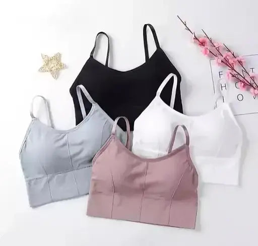 VELOMI Women’s Seamless Lightly Padded Sports Bra – Breathable Push-Up Comfort Underwear (Pack of 2)