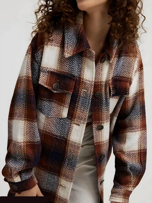 VELOMI Women’s Checkered Shirt – Elegant Winter Wardrobe Essential