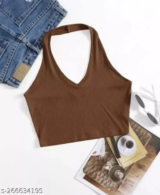 RAKUNO Ribbed halter top