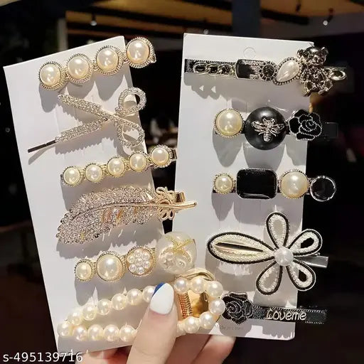 Korean style Metal Hair clips for Women and Girls for Parties (Pack of 11 Clips)