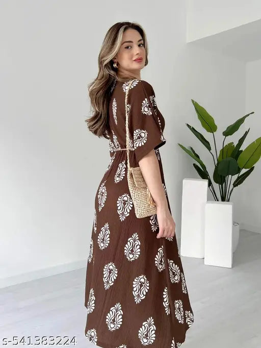 VELOMI Women’s Designer Printed Summer Dress – Stylish & Breezy Casual Wear