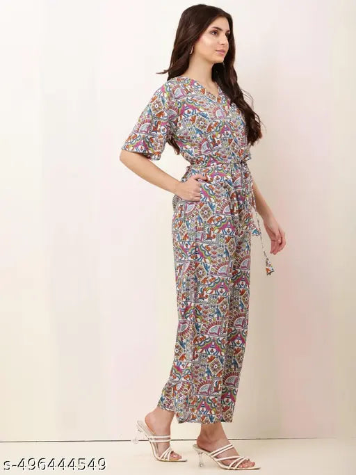 CNQFS FASHION'S STYLISH RAJASTHANI PRINTED CREPE FABRIC JUMPSUIT FOR WOMEN | JM0015