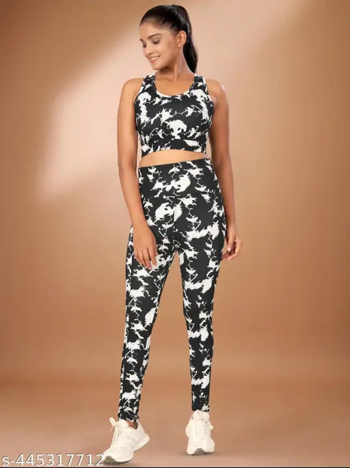 Women's Printed Top & Bottom Set Gym Wear | Track suit | Athletic Tracksuit