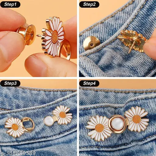 Instant Jeans Button Pins Waist Tightener Set, Make The Waist Fit for Skirt Pants Robe, No Sewing Required Adjustable Waist Buckle for Loose Jeans Pants