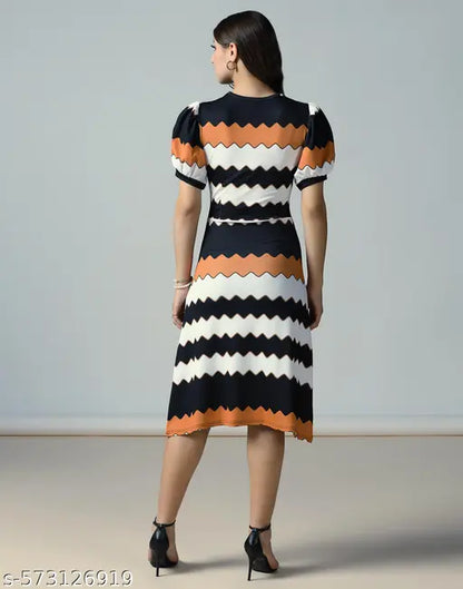 Selvia Women’s Multicolor A-Line Dress – Stretch Lycra Casual & Party Wear