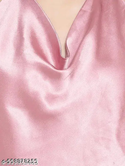 Cowl Neck Top For Women's Satin Fabric Party Wear Backless Top