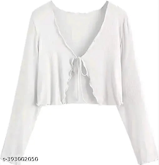 Long Sleeve Rib Knit Tie Front Cropped Cardigan TOP