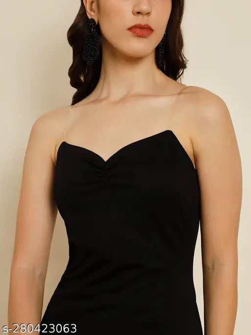 Faded bodycon front elastic dress Black