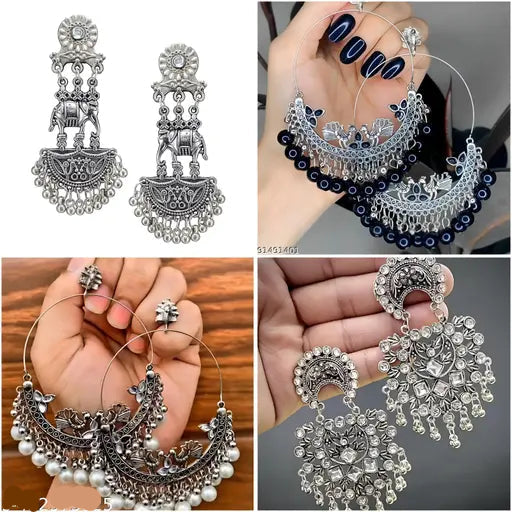 VELOMI Traditional Oxidized Earrings Combo (Pack of 4) – Perfect for Every Occasion