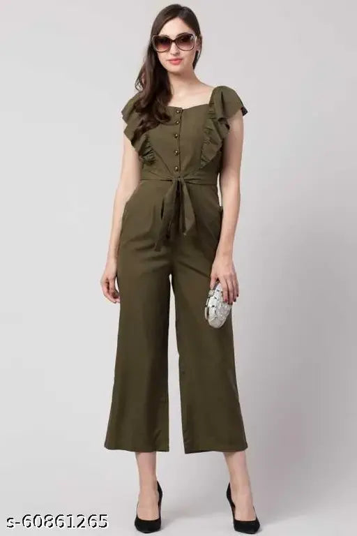 VELOMI Army Green Flared Jumpsuit – Effortless Style, Everyday Confidence