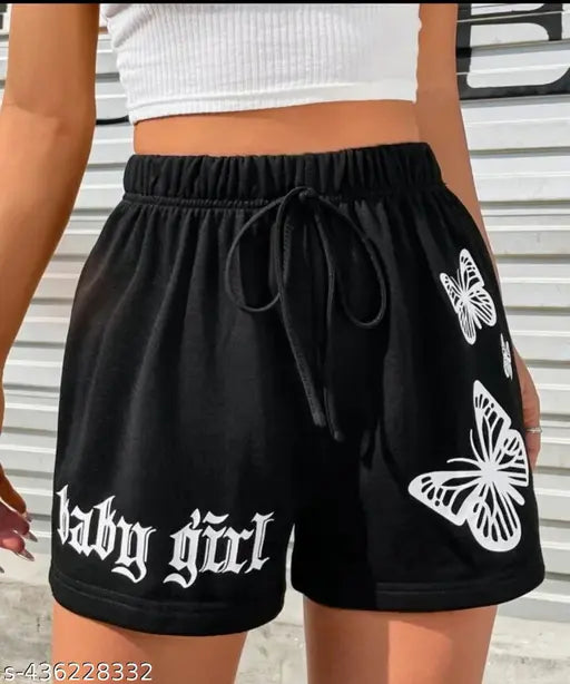Rivaem Women's Shorts | High-Waisted Printed Shorts for Women | Gorgeous unique women's shorts || Flattering & Stylish Summer Essential | Comfortable shorts for women's || Black shorts || shorts || trendy shorts || solid women casual shorts || regular sho